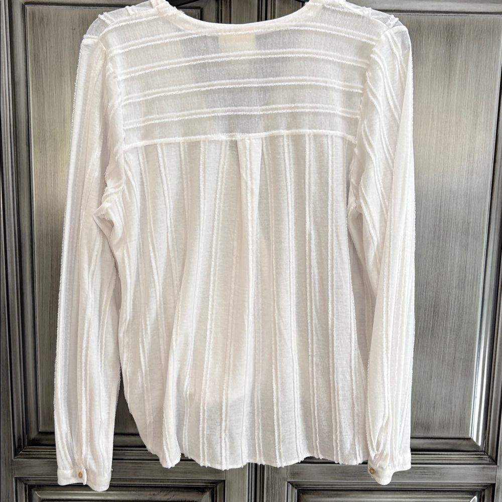Maeve Anthropologie Ivory Textured Wrap Blouse - Picture 5 of 9